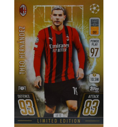 Topps Match Attax Extra Champions League 2021/2022 GOLD Limited Edition Theo Hernández (AC Milan)